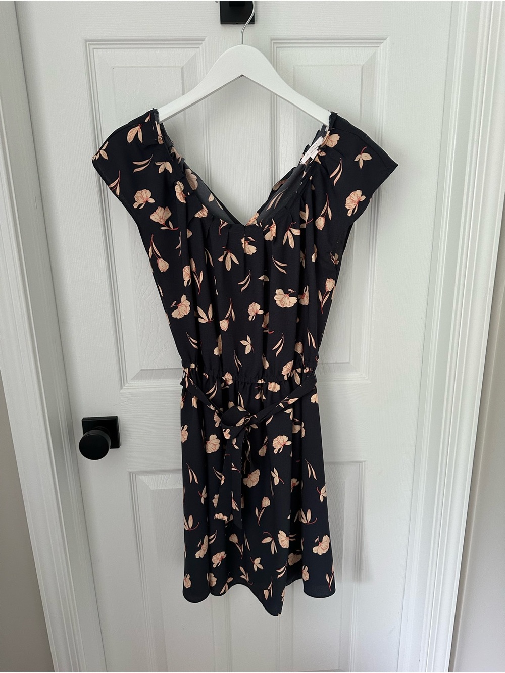 LC Lauren Conrad Navy Mini Dress with Peach Floral Print